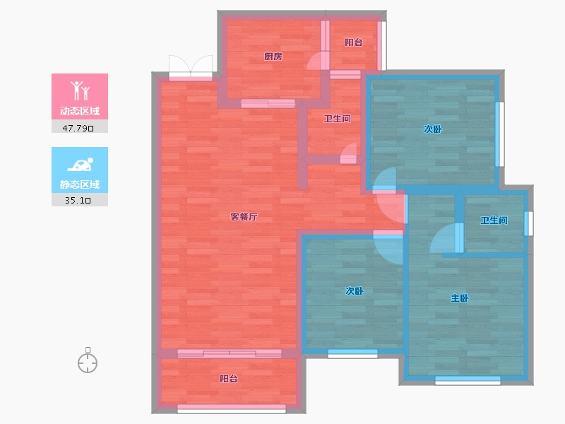 四川省-成都市-三里花城9号楼建面97m2-72.83-户型库-动静分区