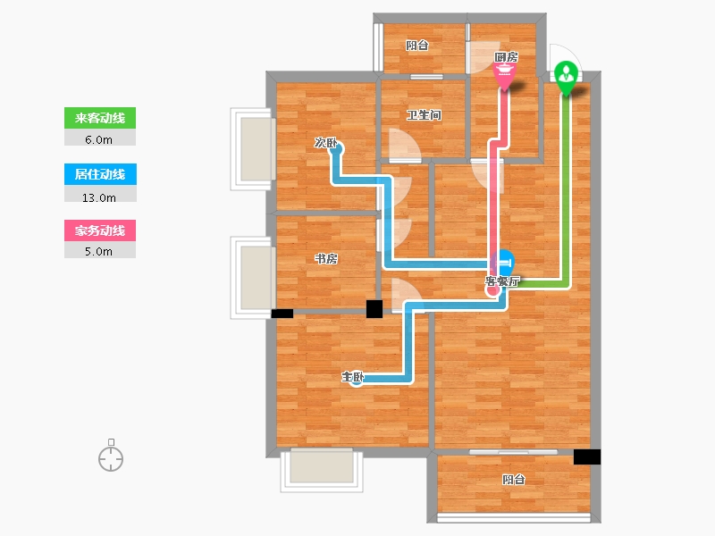 四川省-成都市-蜀镇尚楠湾17号楼,18号楼建面94m2-74.31-户型库-动静线