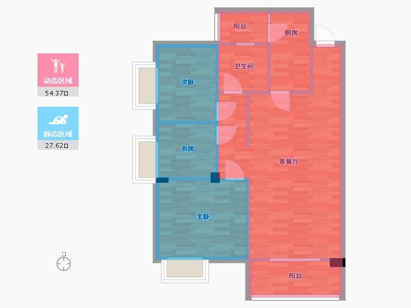 四川省-成都市-蜀镇尚楠湾17号楼,18号楼建面94m2-74.31-户型库-动静分区