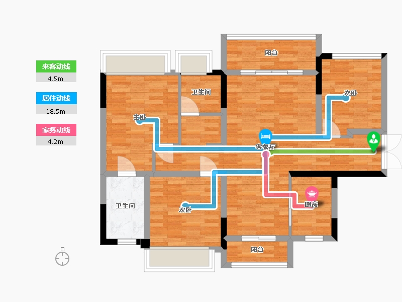 四川省-成都市-万景蓉元1号楼,2号楼,7号楼,8号楼建面112m2-85.33-户型库-动静线