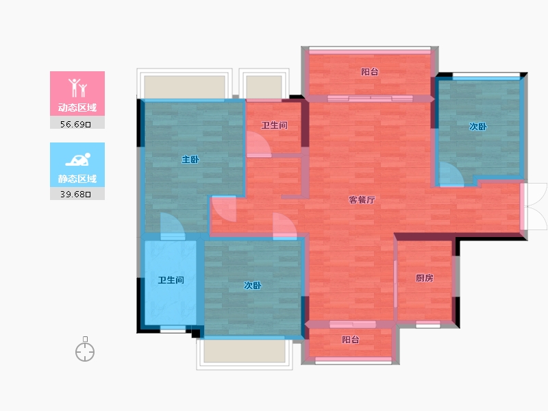 四川省-成都市-万景蓉元1号楼,2号楼,7号楼,8号楼建面112m2-85.33-户型库-动静分区