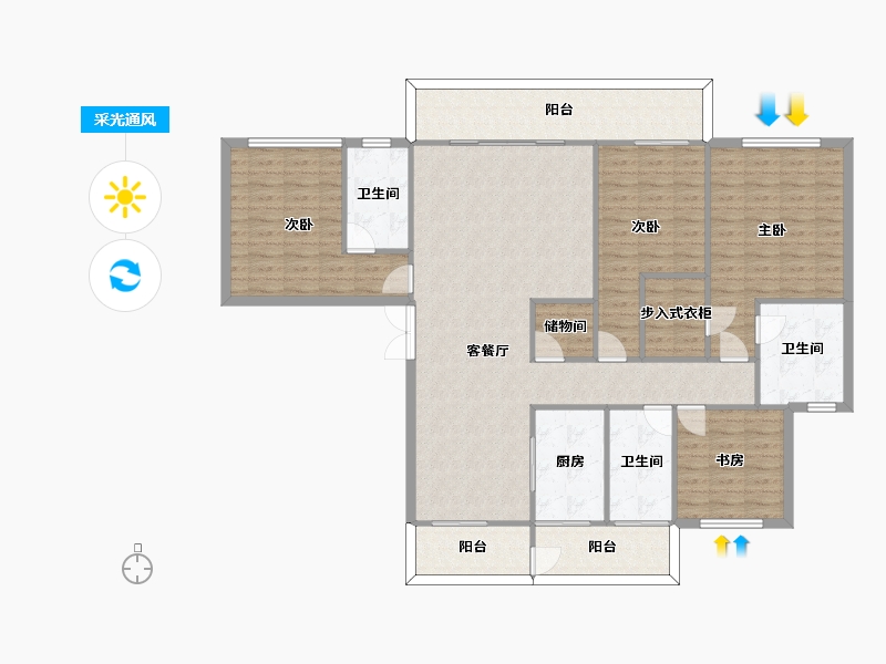 四川省-成都市-中国铁建西派国樾西派玺樾5号楼建面200m2-153.63-户型库-采光通风