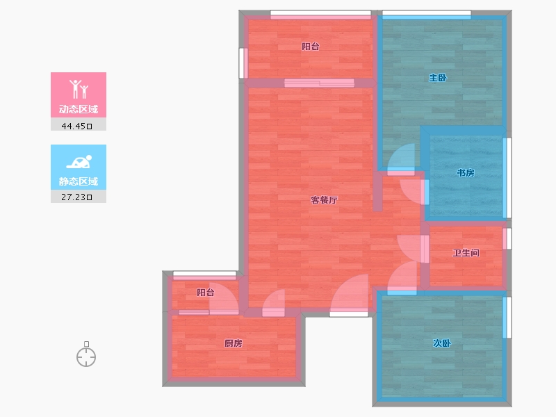 四川省-成都市-瑞华天地建面77m2-62.47-户型库-动静分区