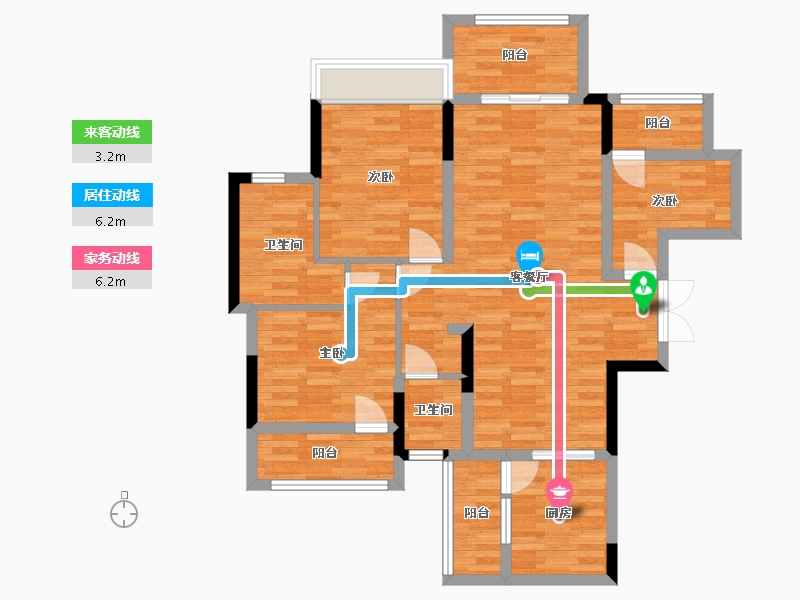 四川省-成都市-香楠国际1号楼建面114m2-92.75-户型库-动静线