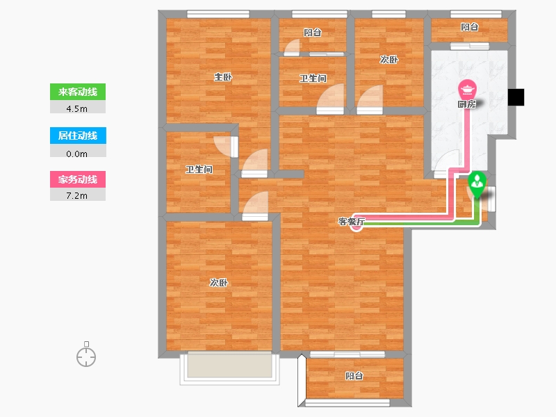 四川省-成都市-橡树华庭建面120m2-96.00-户型库-动静线