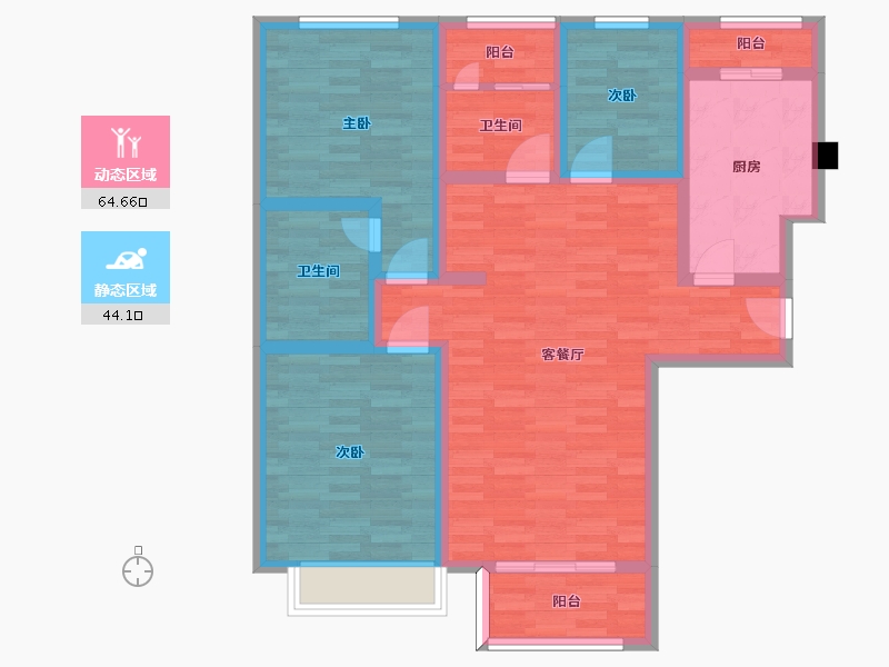 四川省-成都市-橡树华庭建面120m2-96.00-户型库-动静分区