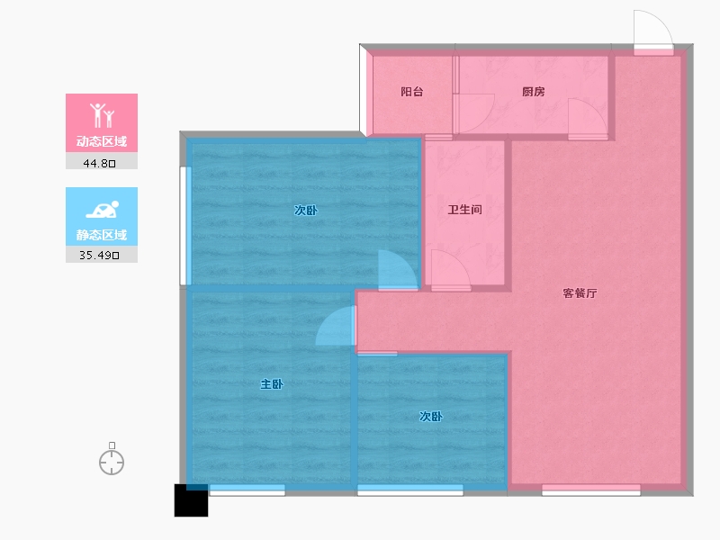 四川省-成都市-中铁骑士府邸建面107m2-73.14-户型库-动静分区