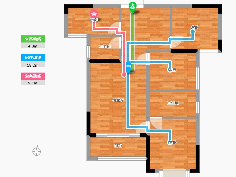 湖南省-长沙市-天鸿中央大院-72.56-户型库-动静线