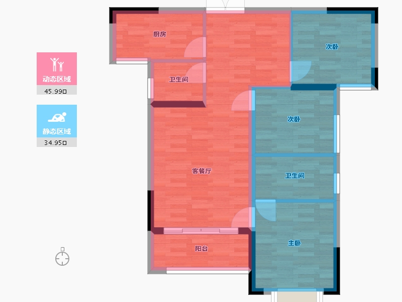 湖南省-长沙市-天鸿中央大院-72.56-户型库-动静分区