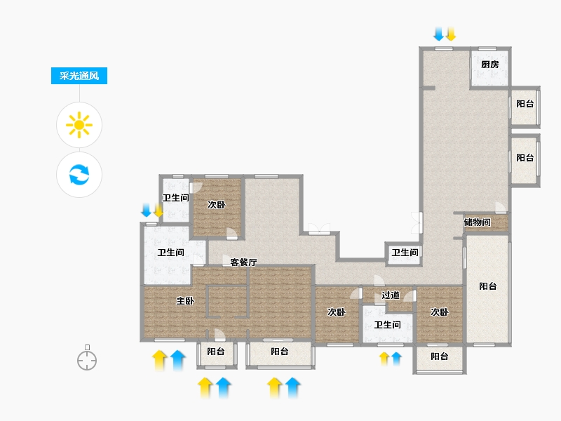 江苏省-南京市-世茂天誉380m²-304.01-户型库-采光通风