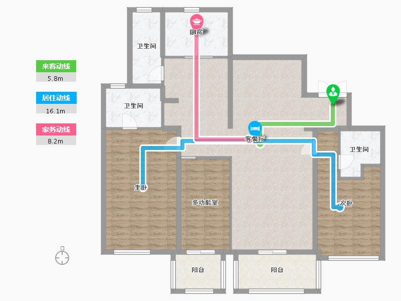 江苏省-南京市-世茂天誉B2户型186m²-149.00-户型库-动静线