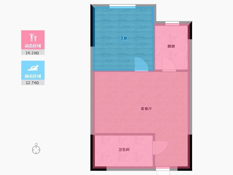 江苏省-南京市-中冶盛世滨江55㎡-44.48-户型库-动静分区