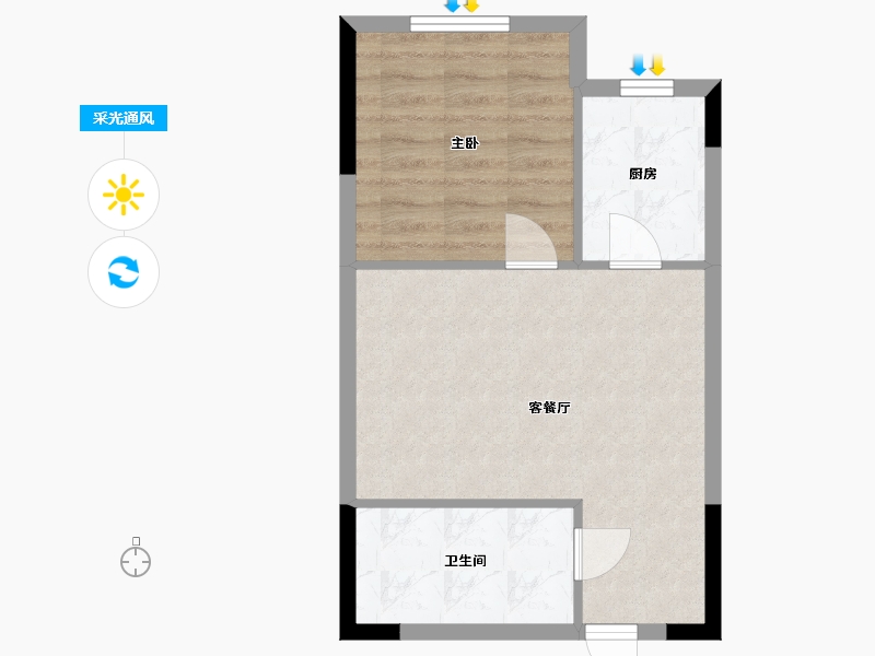 江苏省-南京市-中冶盛世滨江55㎡-44.48-户型库-采光通风