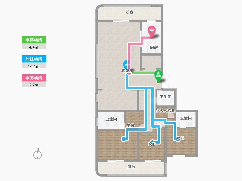 江苏省-南京市-中冶盛世滨江锦绣天玺202㎡户型-163.31-户型库-动静线