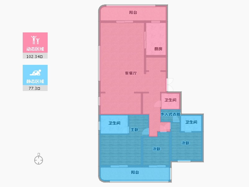 江苏省-南京市-中冶盛世滨江锦绣天玺202㎡户型-163.31-户型库-动静分区