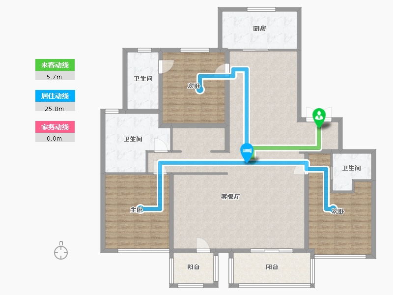 江苏省-南京市-世茂天誉B1户型210m²-168.01-户型库-动静线