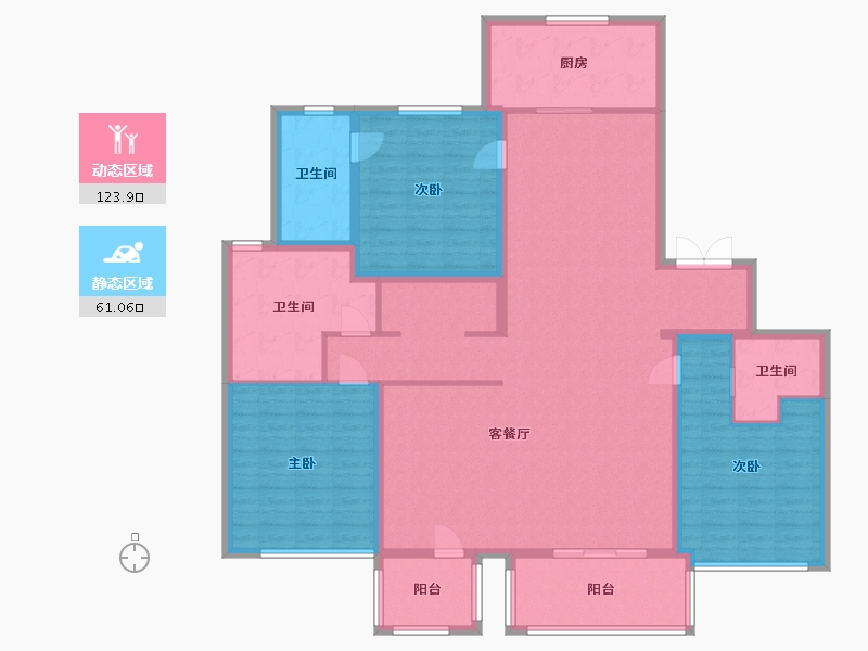 江苏省-南京市-世茂天誉B1户型210m²-168.01-户型库-动静分区