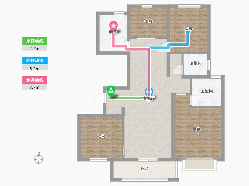 江苏省-南京市-华著兰庭越界125㎡-100.01-户型库-动静线