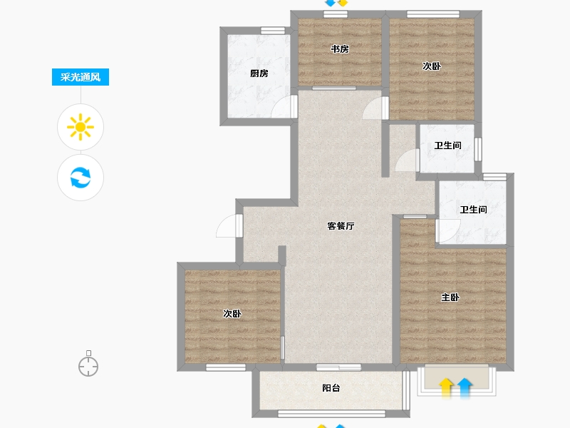 江苏省-南京市-华著兰庭越界125㎡-100.01-户型库-采光通风