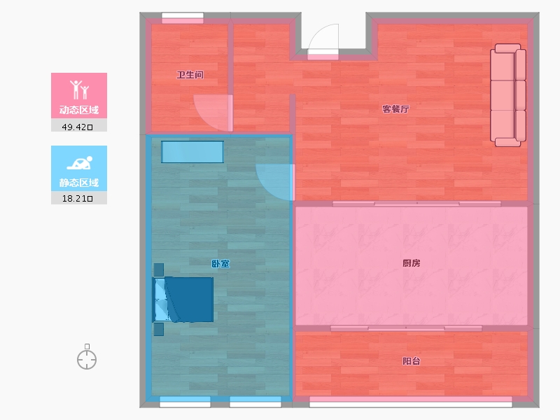 江苏省-南京市-青奥村A3户型77m²-62.09-户型库-动静分区