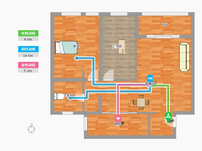 江苏省-南京市-青奥村B5户型103m²-82.10-户型库-动静线