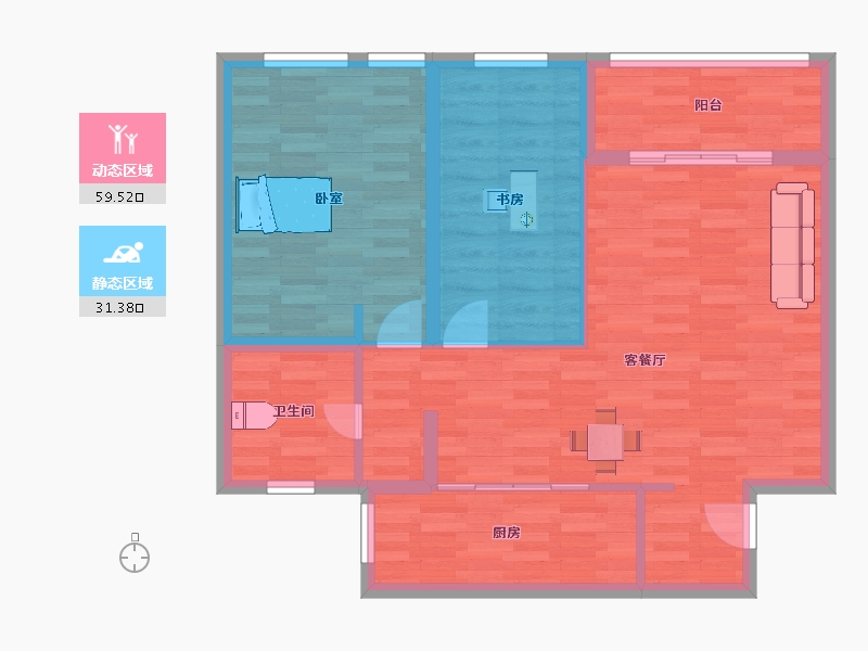 江苏省-南京市-青奥村B5户型103m²-82.10-户型库-动静分区