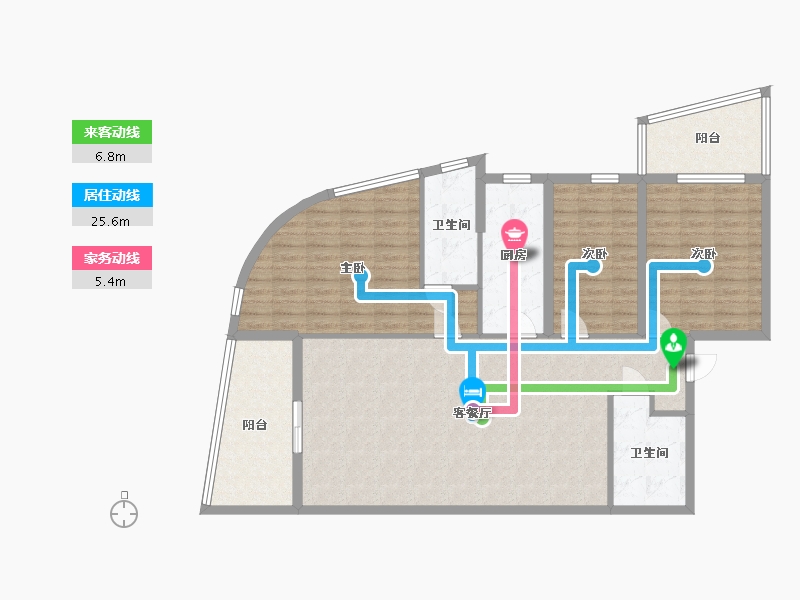 江苏省-南京市-青奥村F2户型155m²-124.00-户型库-动静线