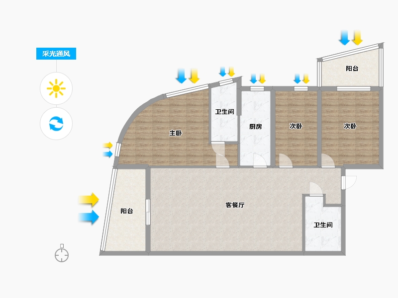 江苏省-南京市-青奥村F2户型155m²-124.00-户型库-采光通风