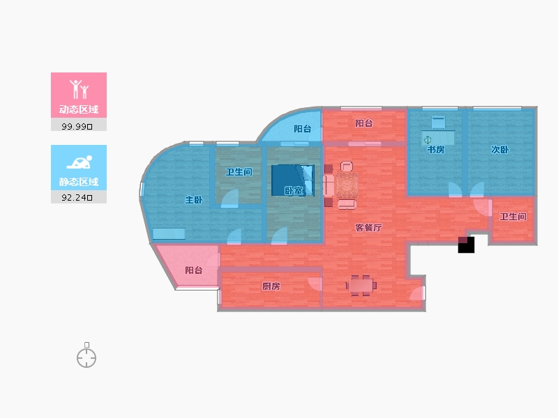 江苏省-南京市-青奥村H2户型216m²-172.31-户型库-动静分区