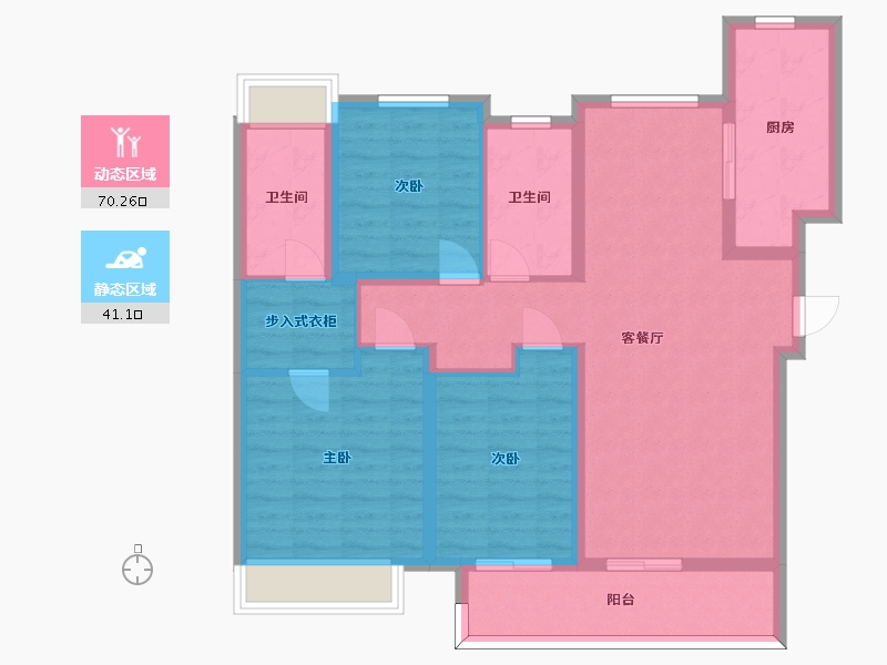 湖南省-长沙市-融创会展上东区6,7,8号楼C2户型124m²-99.20-户型库-动静分区