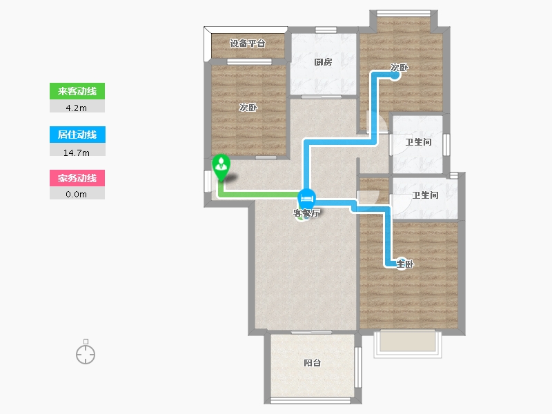 湖南省-长沙市-碧桂园翘楚棠Y1,Y2,Y5栋118㎡户型-94.48-户型库-动静线