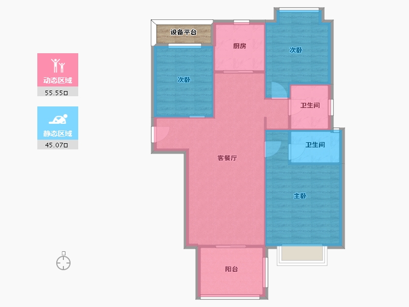 湖南省-长沙市-碧桂园翘楚棠Y1,Y2,Y5栋118㎡户型-94.48-户型库-动静分区