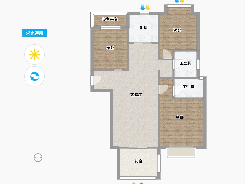 湖南省-长沙市-碧桂园翘楚棠Y1,Y2,Y5栋118㎡户型-94.48-户型库-采光通风