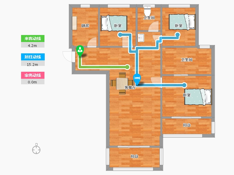 江苏省-南京市-星叶欢乐城1幢B1户型108m²-86.03-户型库-动静线