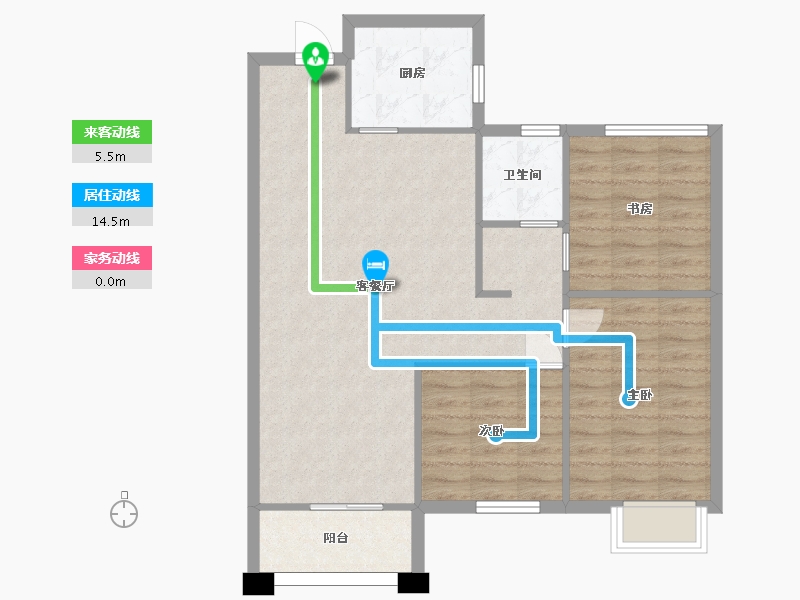 湖南省-长沙市-恒泰芙蓉悦府9,8栋D户型101m²-80.85-户型库-动静线