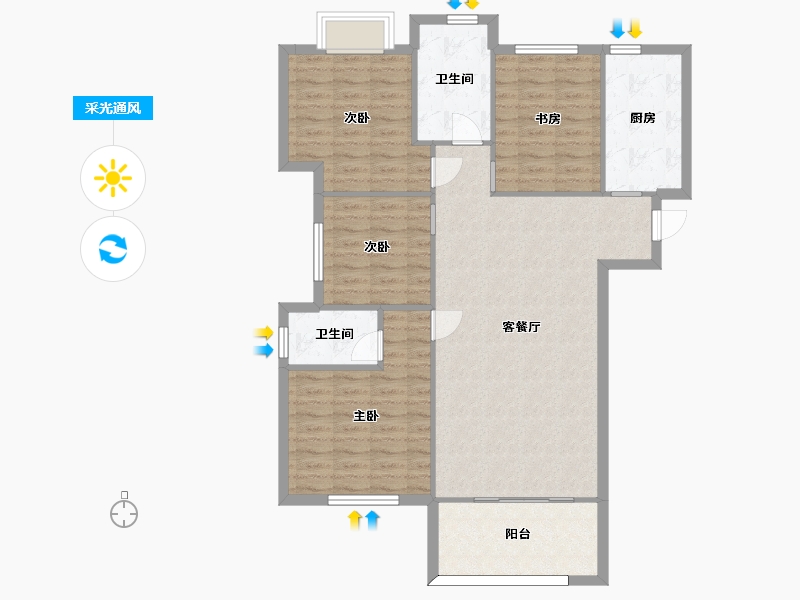 湖南省-长沙市-恒泰芙蓉悦府6,7栋B户型131m²-104.80-户型库-采光通风