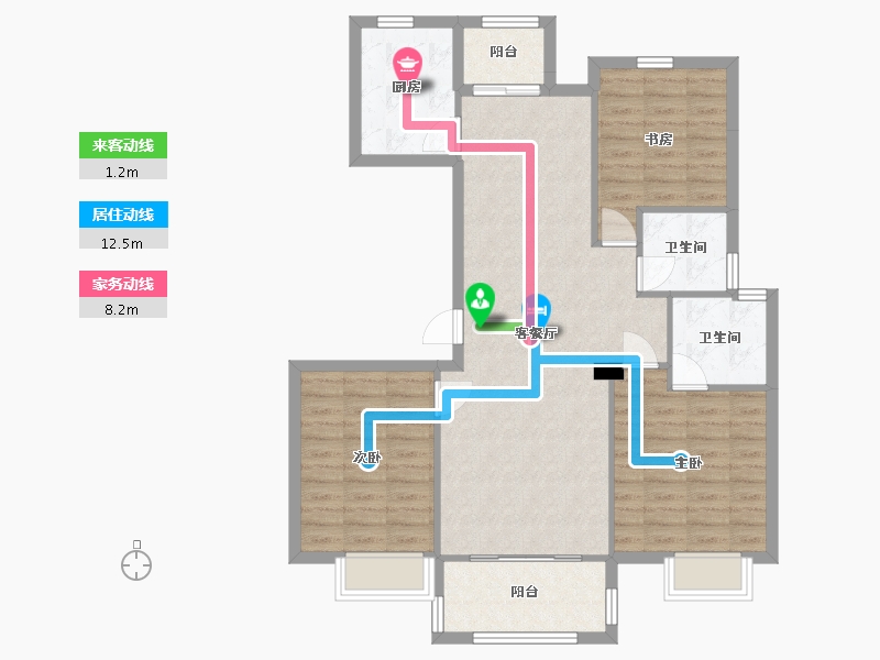 湖南省-长沙市-和泓融成府G3栋123m²-95.17-户型库-动静线