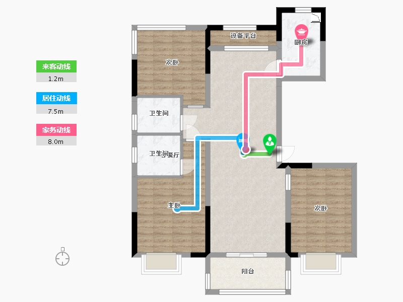 湖南省-长沙市-和泓融成府G8栋A户型123m²-100.61-户型库-动静线