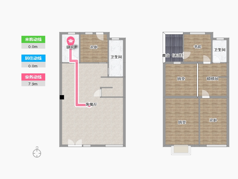 湖南省-长沙市-华远碧桂园海蓝城T5,T6,T7栋D户型140m²-141.76-户型库-动静线