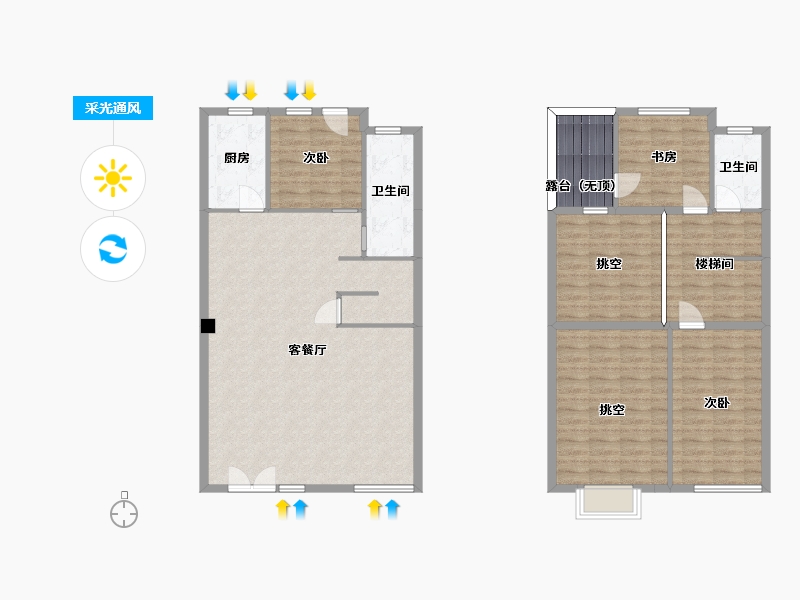 湖南省-长沙市-华远碧桂园海蓝城T5,T6,T7栋D户型140m²-141.76-户型库-采光通风