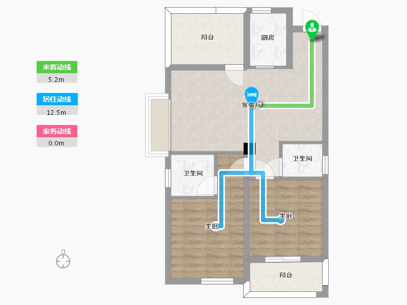 湖南省-长沙市-新长海广场G栋86.79㎡户型-67.21-户型库-动静线