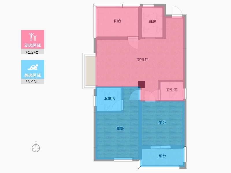 湖南省-长沙市-新长海广场G栋86.79㎡户型-67.21-户型库-动静分区