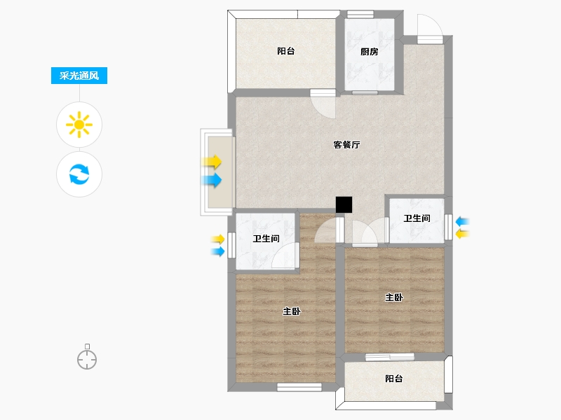 湖南省-长沙市-新长海广场G栋86.79㎡户型-67.21-户型库-采光通风