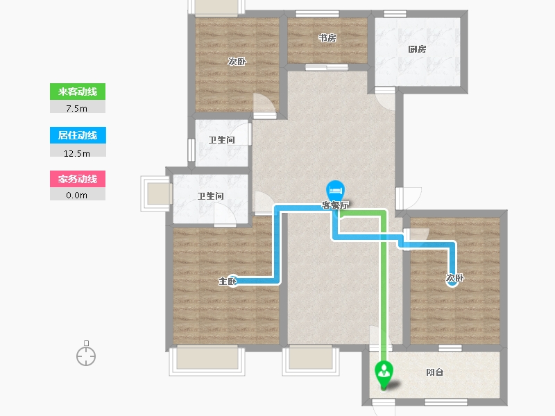 江苏省-南京市-石林云城H6,131m²-105.01-户型库-动静线