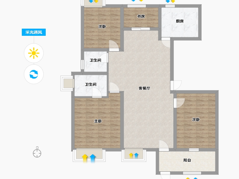 江苏省-南京市-石林云城H6,131m²-105.01-户型库-采光通风