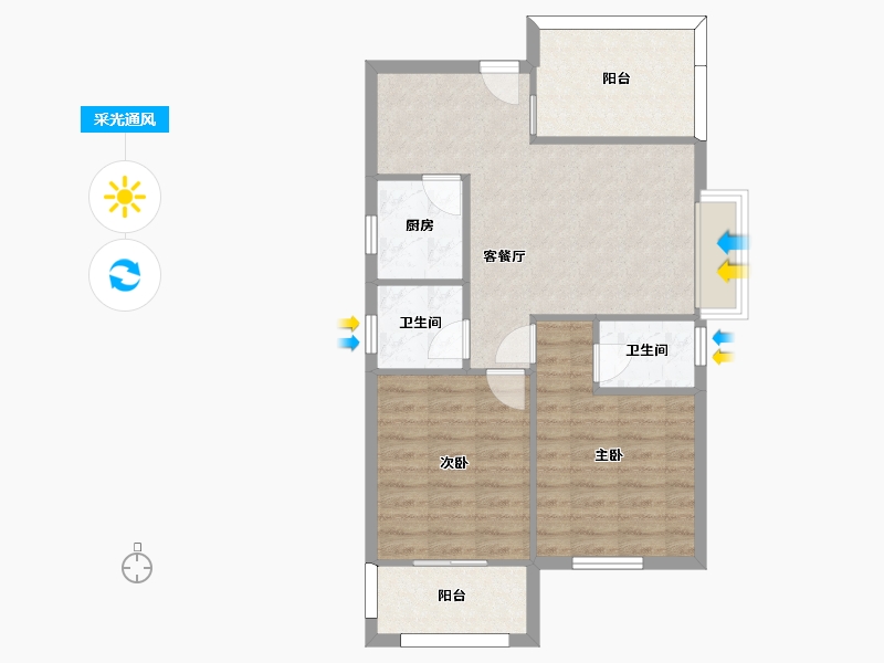 湖南省-长沙市-新长海广场H栋85.22㎡户型-68.73-户型库-采光通风