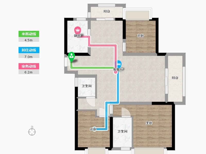 湖南省-长沙市-湘核星城春晓7号楼D1户型121m²-88.24-户型库-动静线