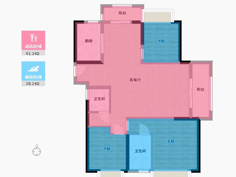 湖南省-长沙市-湘核星城春晓7号楼D1户型121m²-88.24-户型库-动静分区