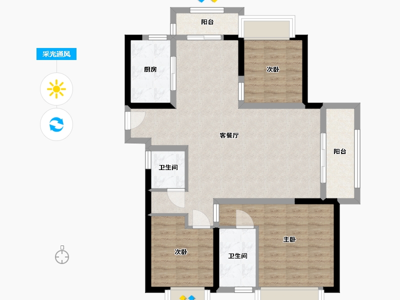 湖南省-长沙市-湘核星城春晓7号楼D1户型121m²-88.24-户型库-采光通风