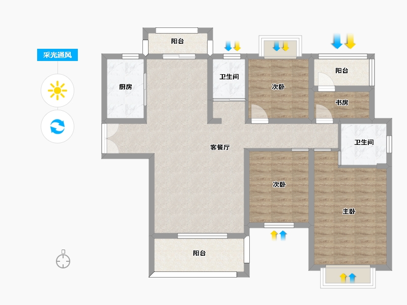 湖南省-长沙市-佳俊万家府1,2栋A户型137m²-101.72-户型库-采光通风